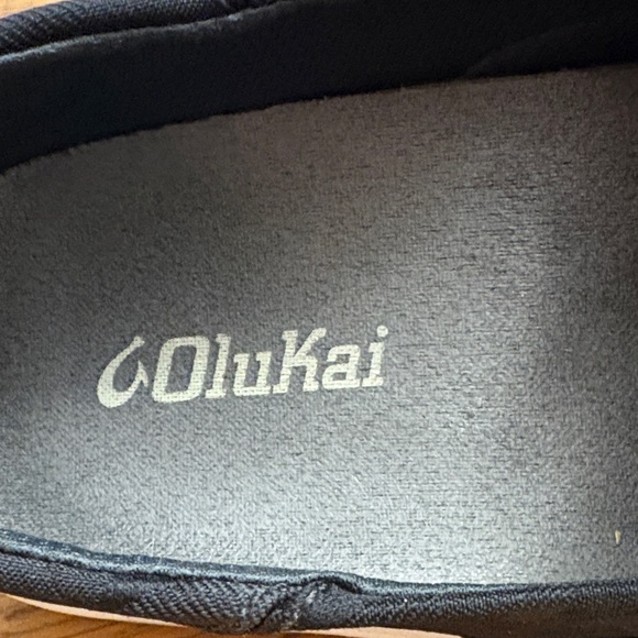 OluKai Black and White Men's Slip-On Loafers - Picture 2 of 9